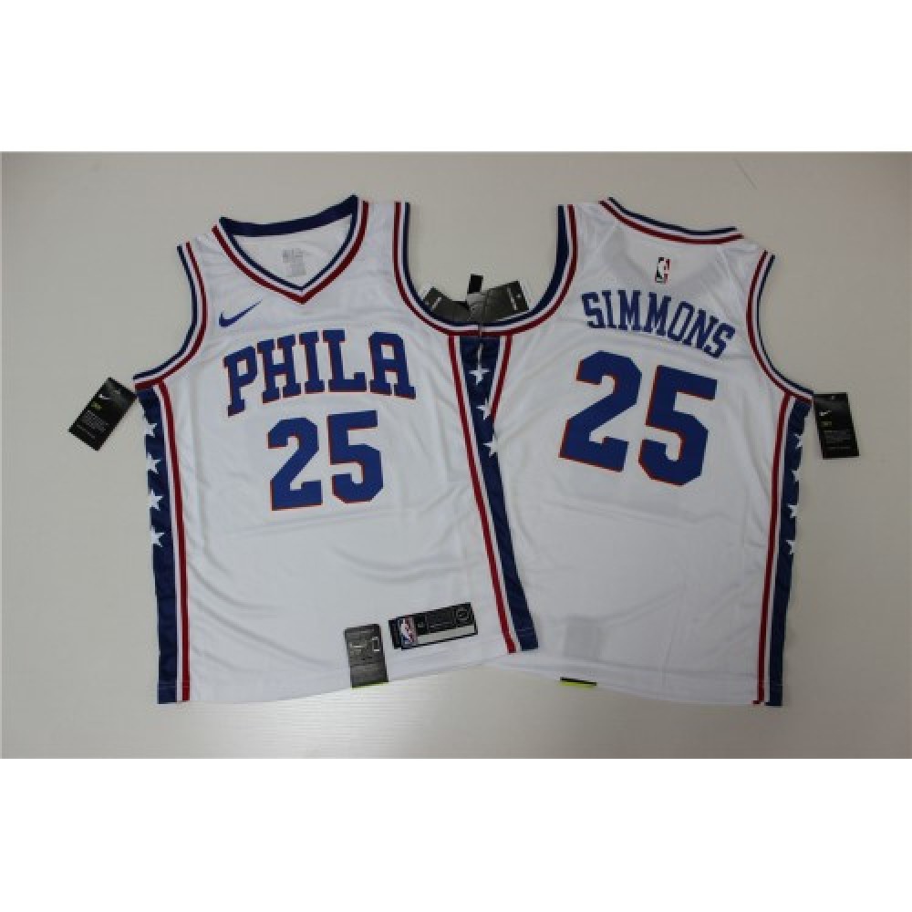 Men's Philadelphia 76ers Ben Simmons #25 White Swingman Jersey - Association Edition-Pro Kit Vault | Brand New 26/27 Sports Jerseys